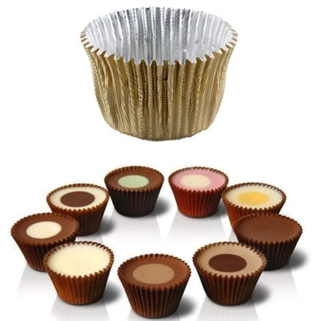 Chocolate World Aluminium IJsbonbon Cups Goud Ø23mm 1250 stuks* Chocolade Verpakkingen|Bakvormen Papier