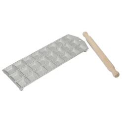 Overig Aluminium Ravioliplaat Vierkant met Rolstok (24) 39x14cm*** Bakhulpmiddelen|Figuur Stekers