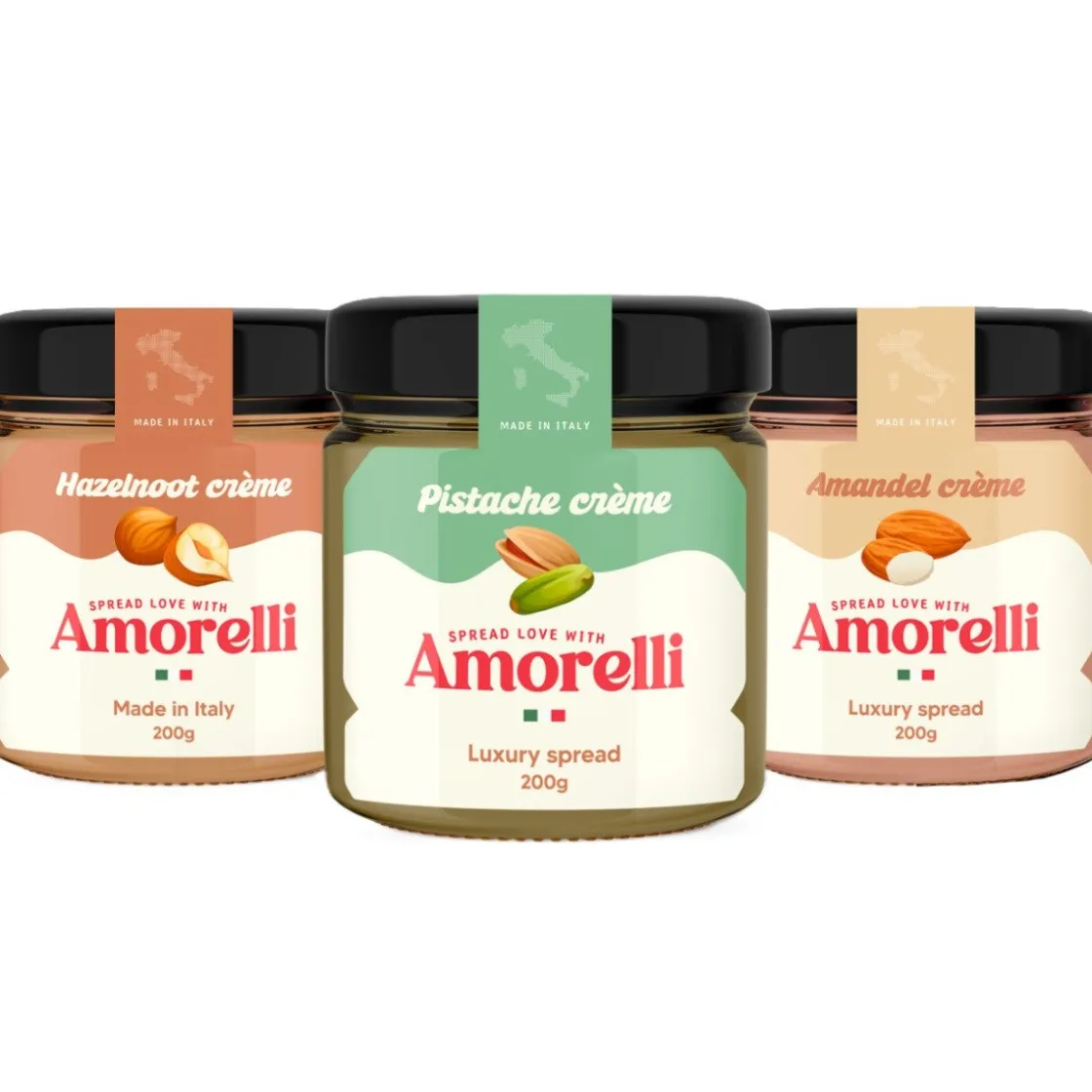 Amorelli Pistache Spread 190g* Chocolade Vullingen|Bonbonvullingen