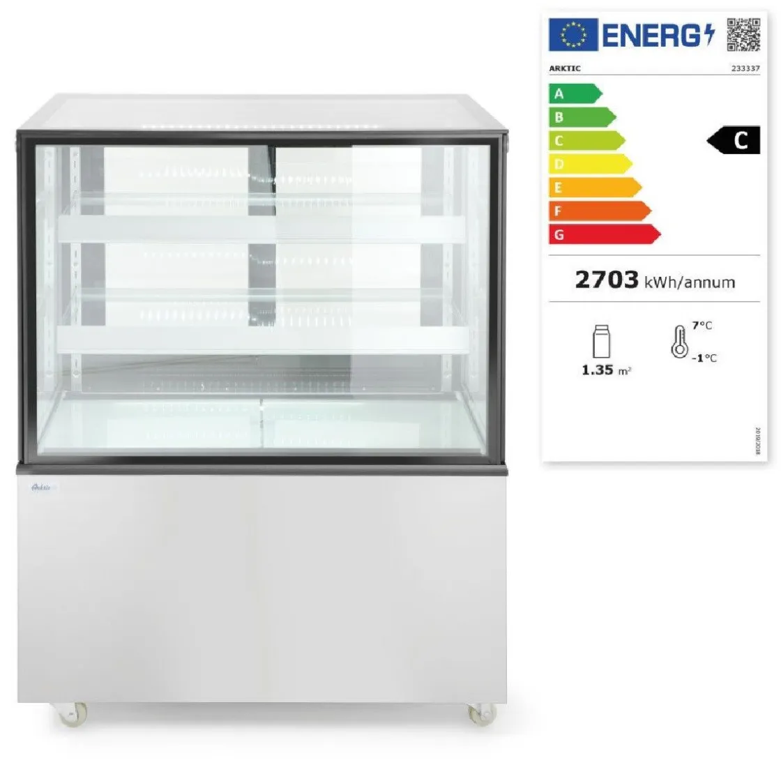 Hendi Arktic Koelvitrine met 2 schappen 300 Liter* Toonbankdisplays