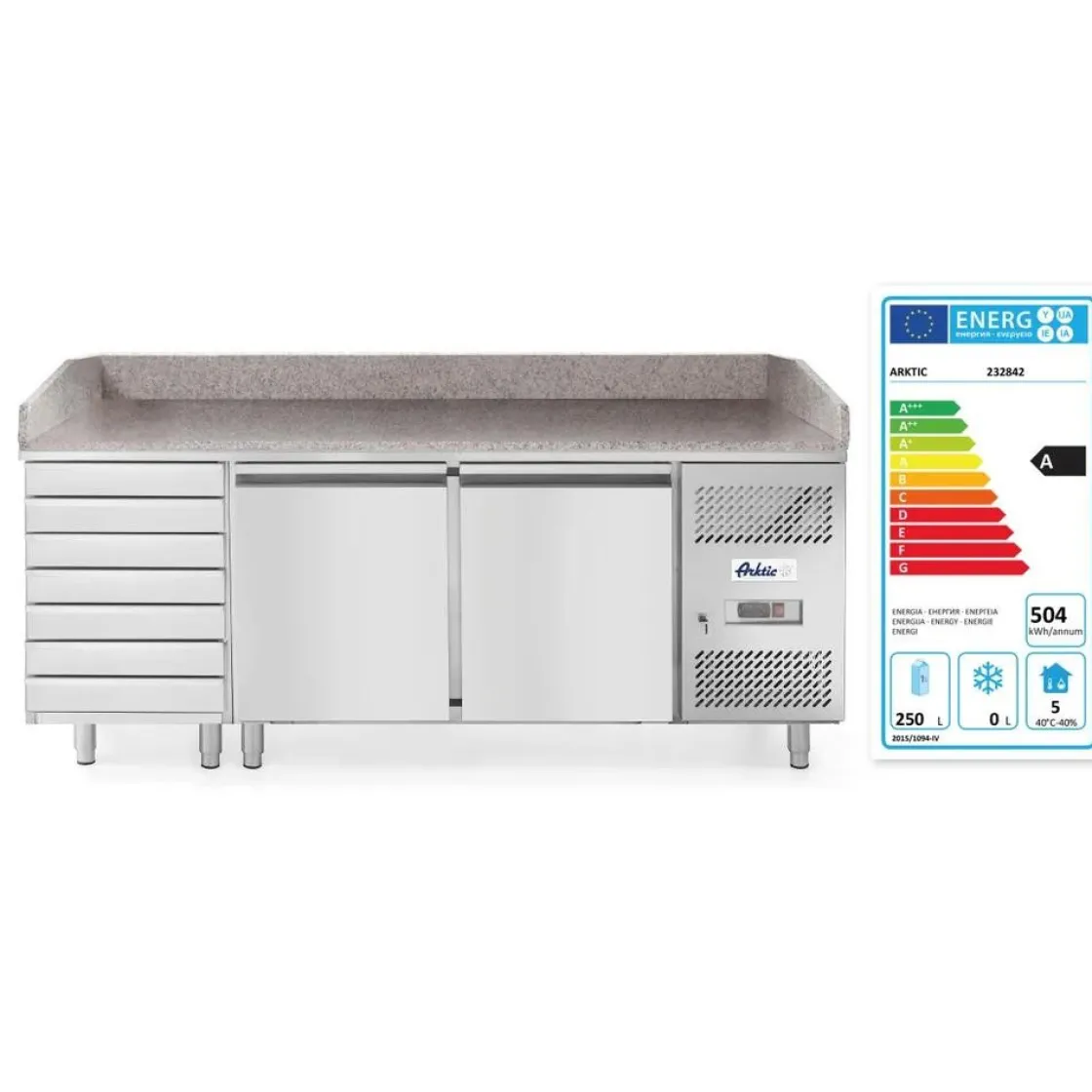 Hendi Arktic Pizzawerkbank met 2 deuren en 7 lades 280L* Keukenapparatuur