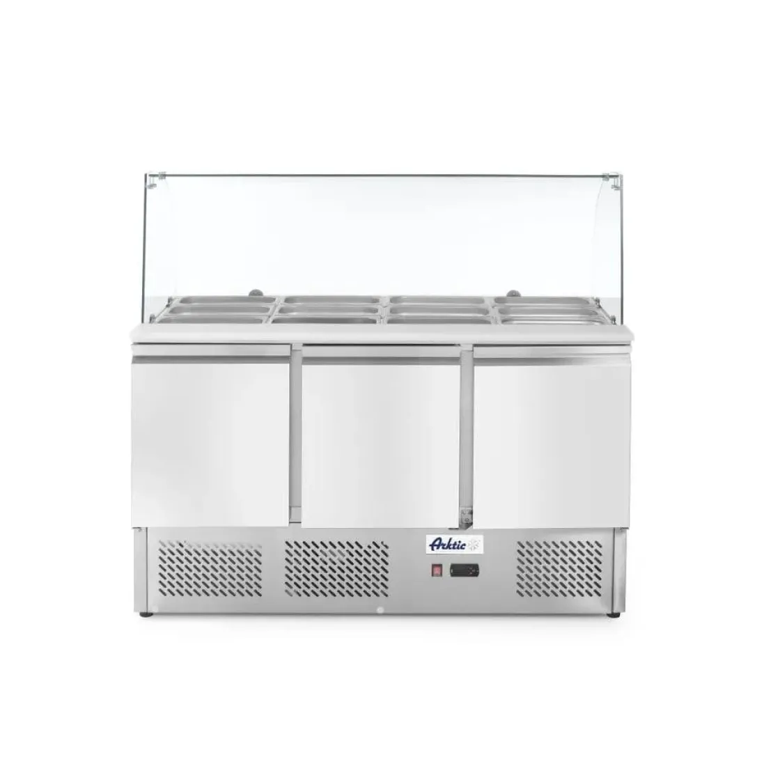 Hendi Arktic Saladette met 3 deuren en glazen vitrine 380L* Toonbankdisplays