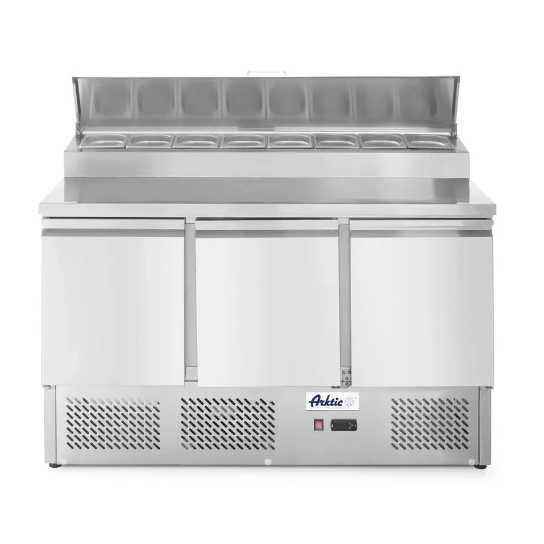 Hendi Arktic Saladette met 3 deuren en verhoogde GN vitrine 380L* Toonbankdisplays