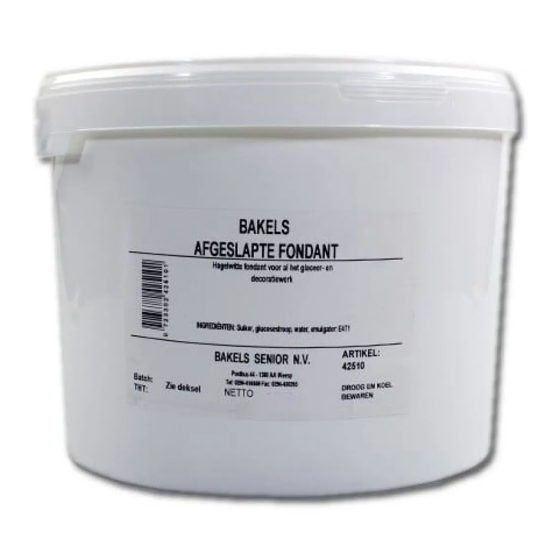 Bakels Glaceerfondant (afgeslapte fondant) Wit 14 kg* Glazuur