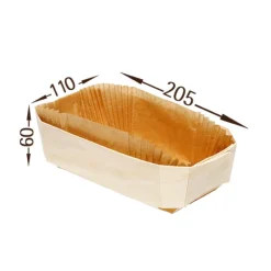 Overig Bakvorm Hout Rechthoek 20,5x11x6cm + Bakpapier (per stuk)* Bakvormen Papier