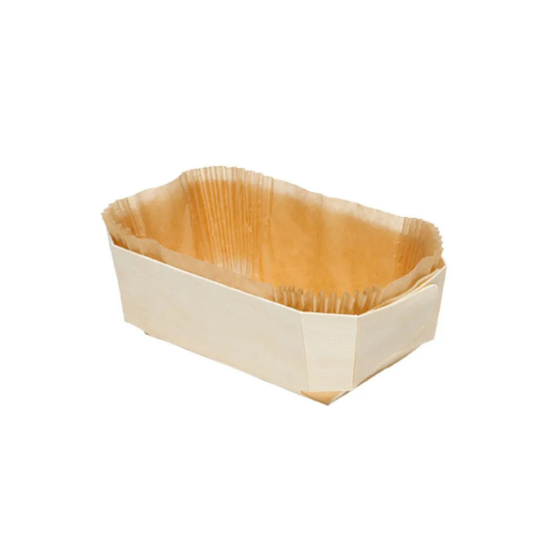 Overig Bakvorm Hout Rechthoek 17,5x11x6cm + Bakpapier (per stuk)* Bakvormen Papier