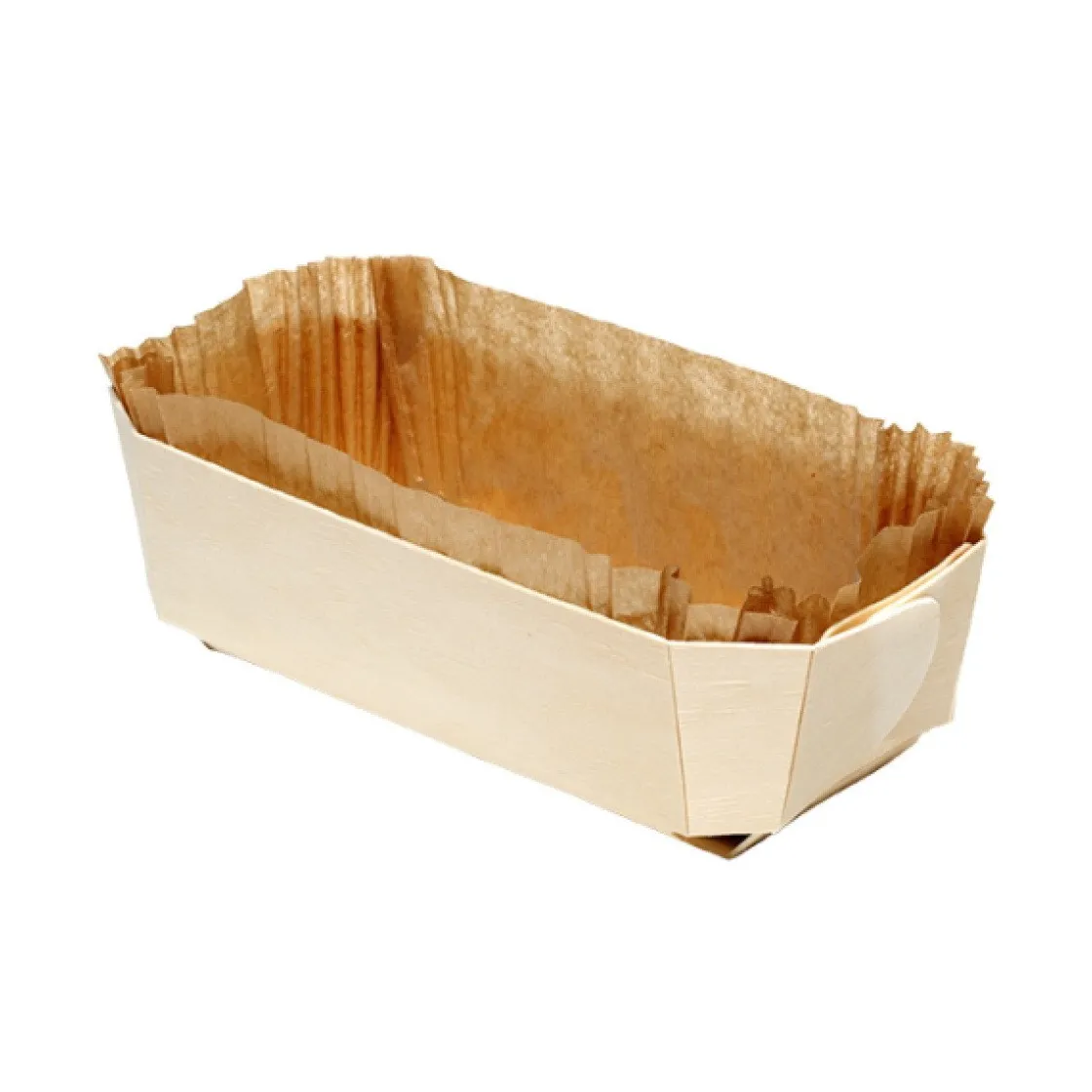 Overig Bakvorm Hout Rechthoek 24x11,5x7cm + Bakpapier (per stuk)* Bakvormen Papier