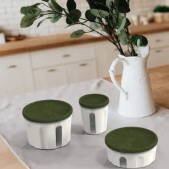 Biesse Bewaardoos Rond Luchtdicht Groen/Transparant 1L* Voorraadpotten En Bewaardozen