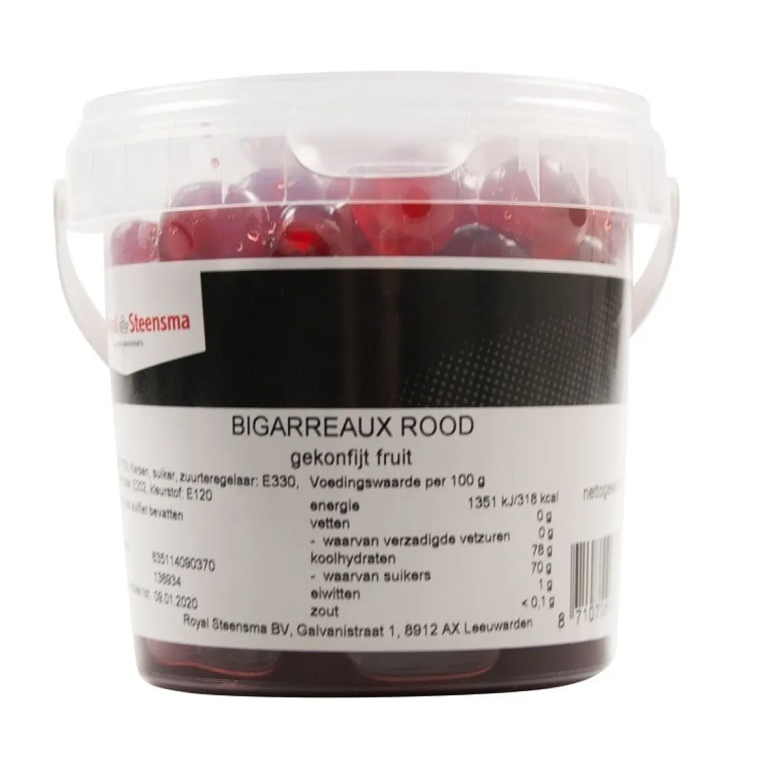 Royal Steensma Bigarreaux Rood 20-22mm 475gr.* Gekonfijt Fruit En Bigarreaux