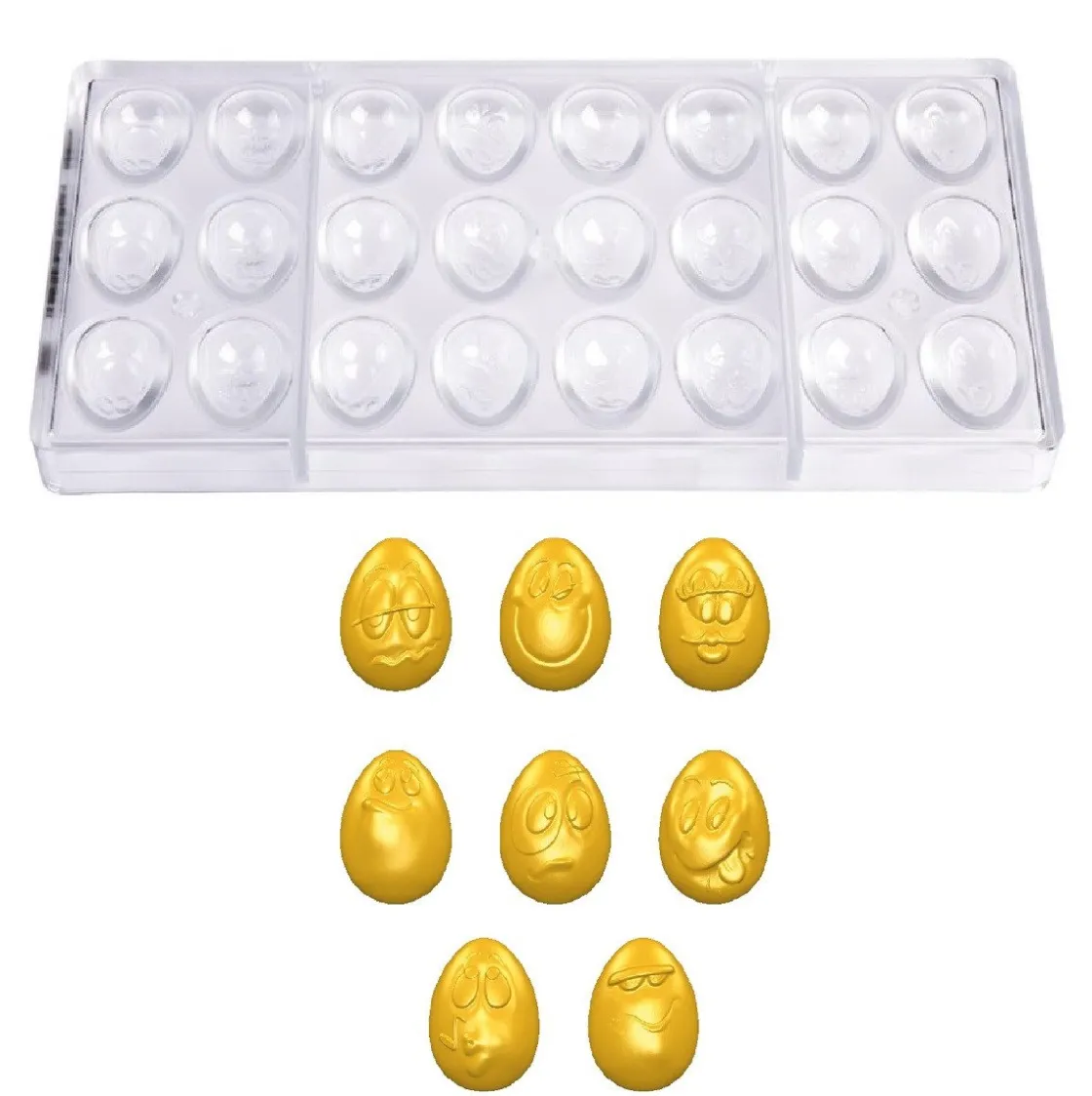 Chocolate World Bonbonvorm Smiley Eitjes (24x) 33x23x12mm* Bonbonvormen