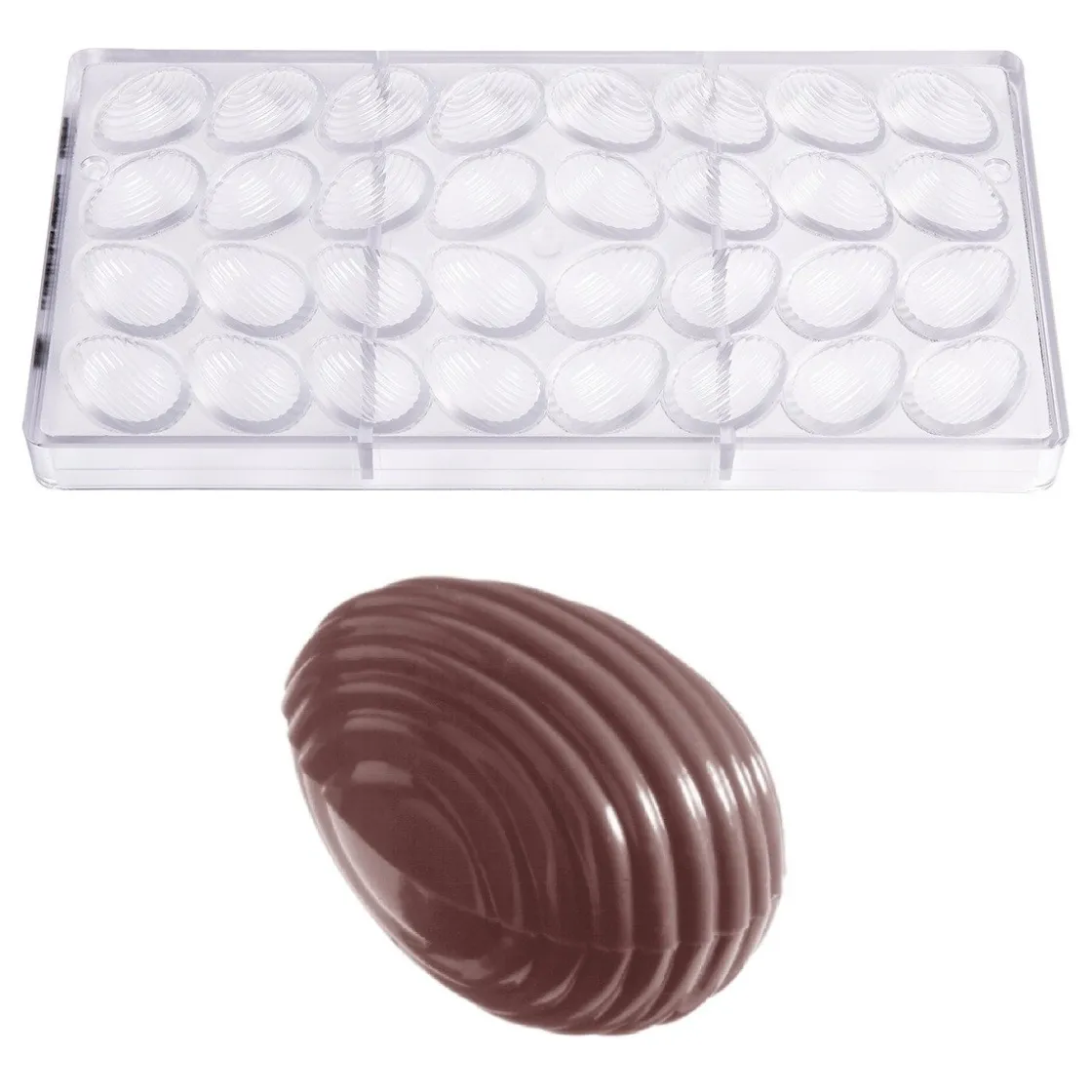 Chocolate World Bonbonvorm Gestreept Ei (32x) 32x22x11mm* Bonbonvormen