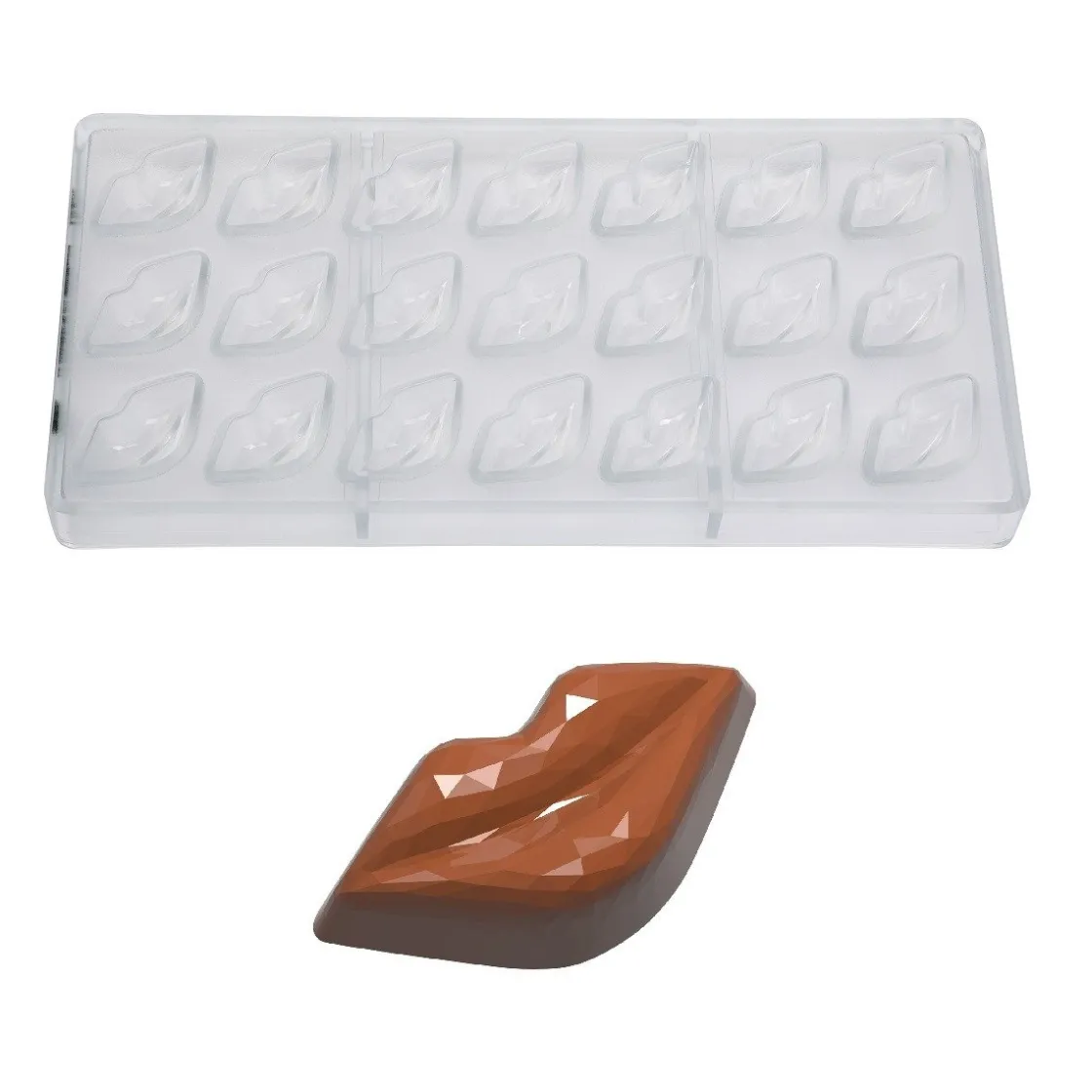 Chocolate World Bonbonvorm Lippen Facet (21x) 42x21x15mm* Bonbonvormen