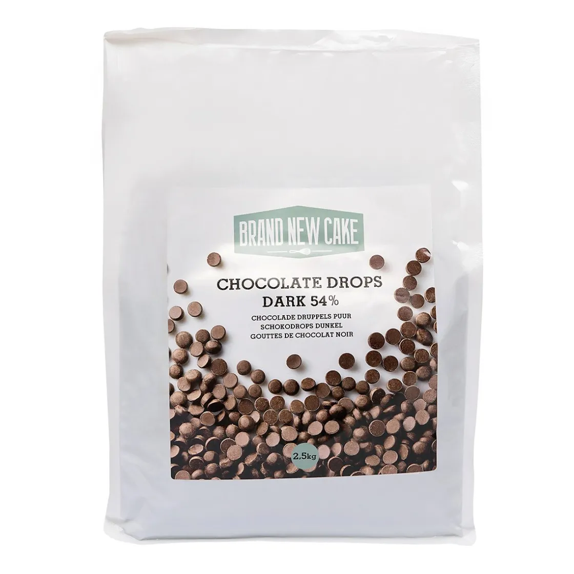BrandNewCake Chocolade Druppels Puur (54%) 2,5kg* Chocolade|Chocolade Druppels