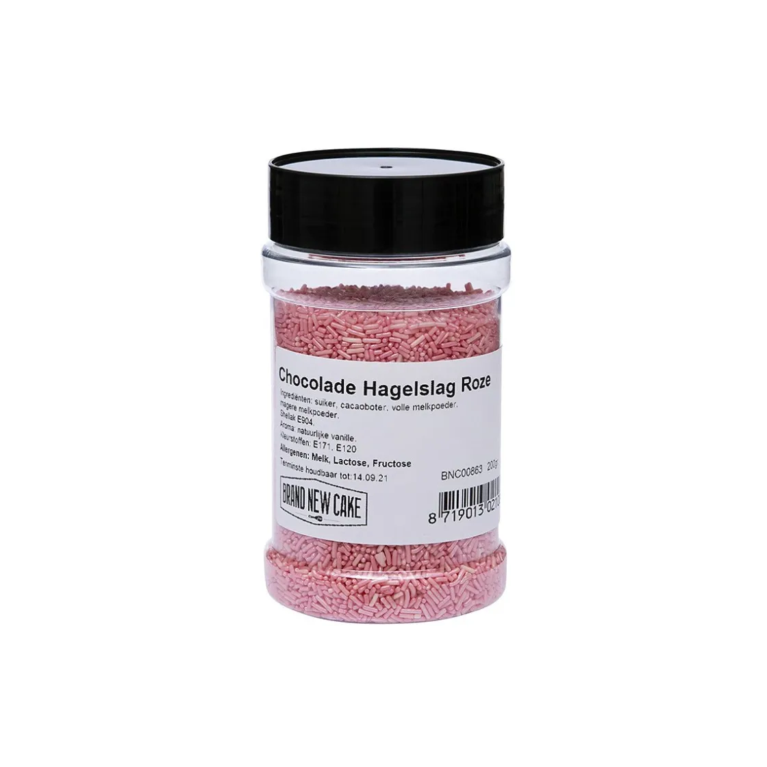 BrandNewCake Chocolade Hagelslag Roze 200g* Chocolade Decoraties|Ijsdips