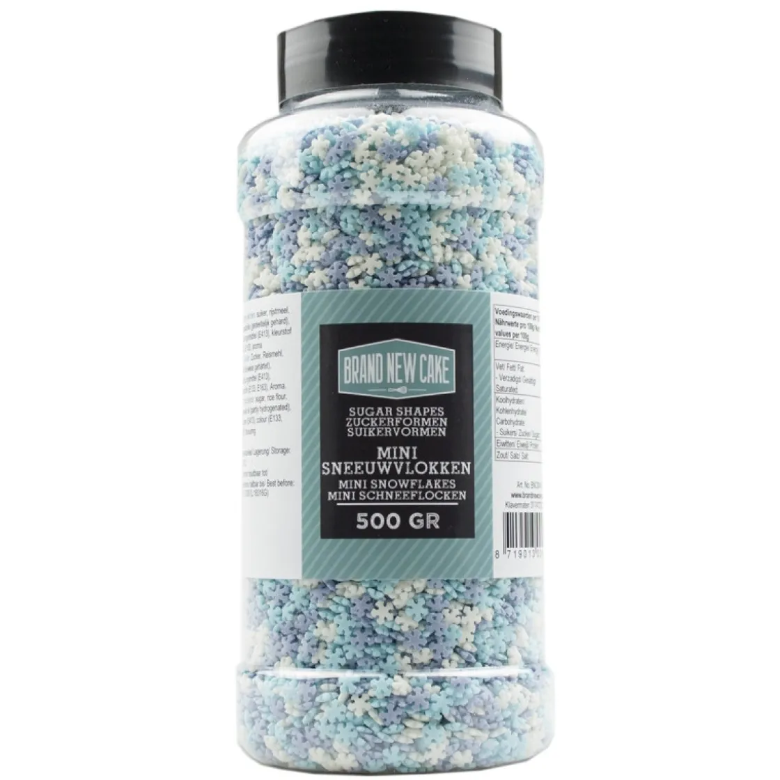 BrandNewCake Confetti Mini Sneeuwvlokken 3 Kleuren 500gr.* Eetbare Strooisels