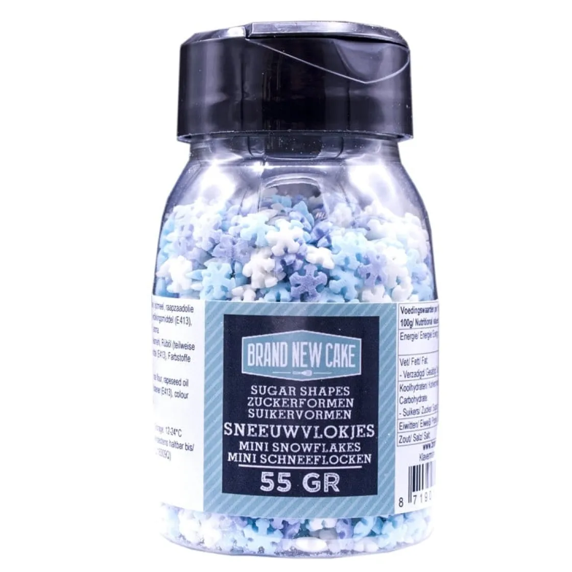 BrandNewCake Confetti Mini Sneeuwvlokken 3 Kleuren 55gr.* Eetbare Strooisels