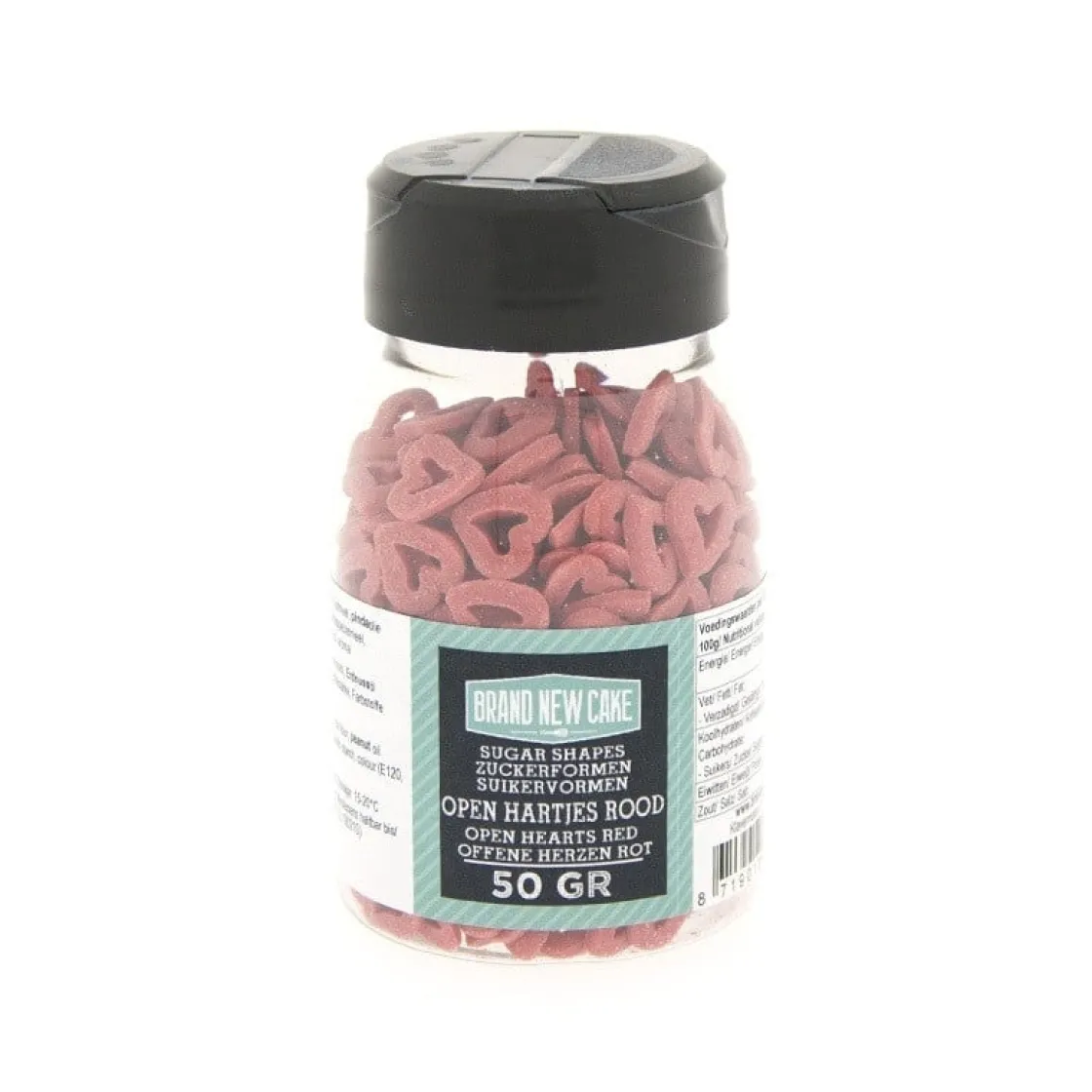 BrandNewCake Confetti Open Hartjes Rood 50gr.* Ijsdips|Eetbare Strooisels