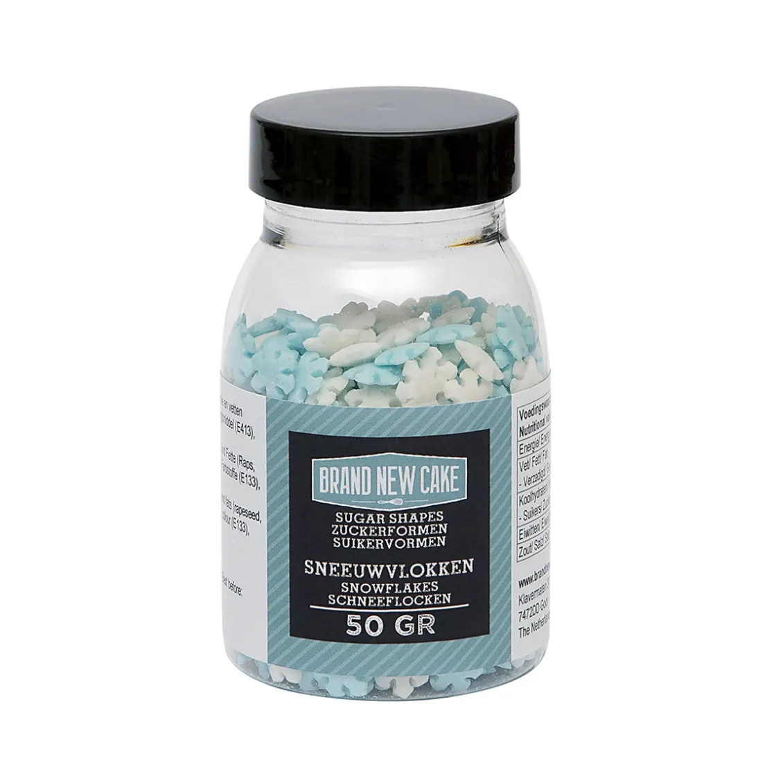 BrandNewCake Confetti Sneeuwvlokken Blauw/Wit 50gr.* Eetbare Strooisels