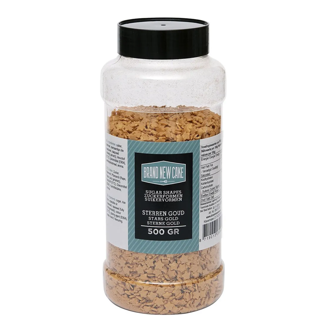 BrandNewCake Confetti Sterren Goud 7mm 500gr.* Ijsdips|Eetbare Strooisels