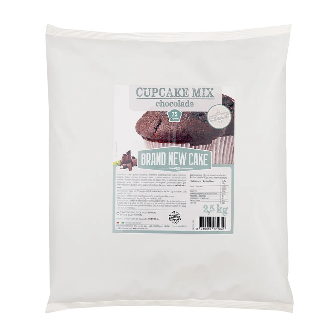 BrandNewCake Cupcake-mix Chocolade 2,5kg. Glutenvrij* Banketmixen|Bekijk Alle Mixen