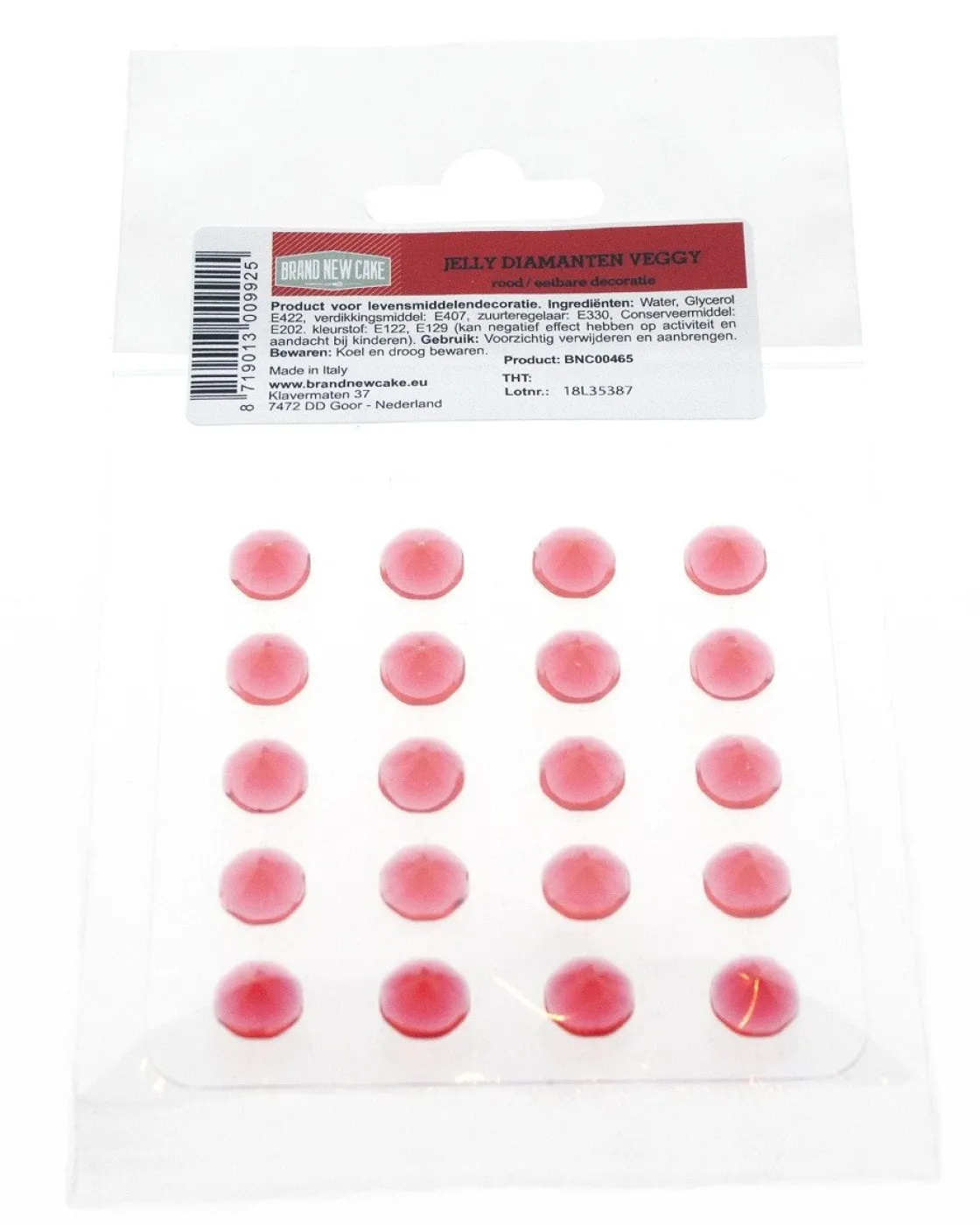 BrandNewCake Eetbare Jelly Diamanten Rood 20st* Figuur Decoraties