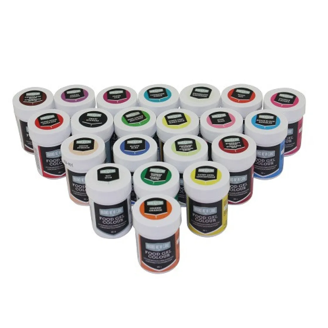 BrandNewCake Kleurstof Gel Assortiment (21x 35gr.)* Gel Kleurstoffen