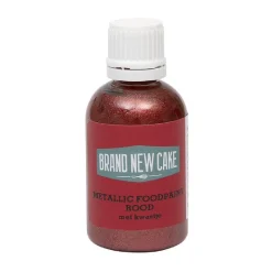 BrandNewCake Metallic Food Paint Rood met Kwastje 60g* Foodpaint