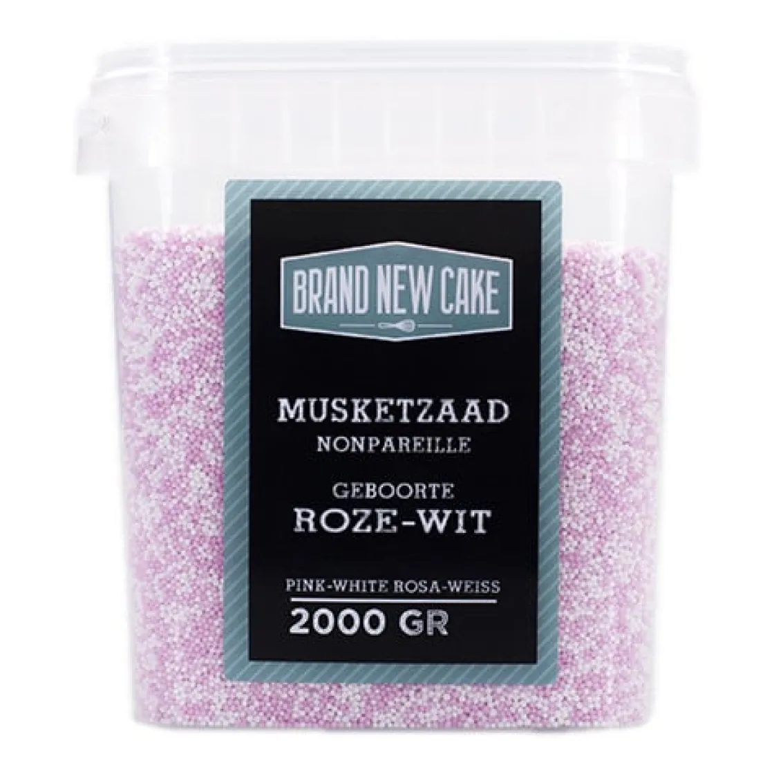 BrandNewCake Musketzaad Geboorte Roze-Wit 2000gr.* Ijsdips|Eetbare Strooisels