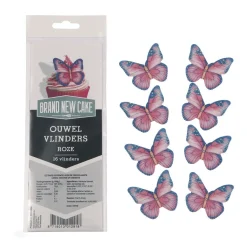 BrandNewCake Ouwel Vlinders Roze 16st.* Figuur Decoraties