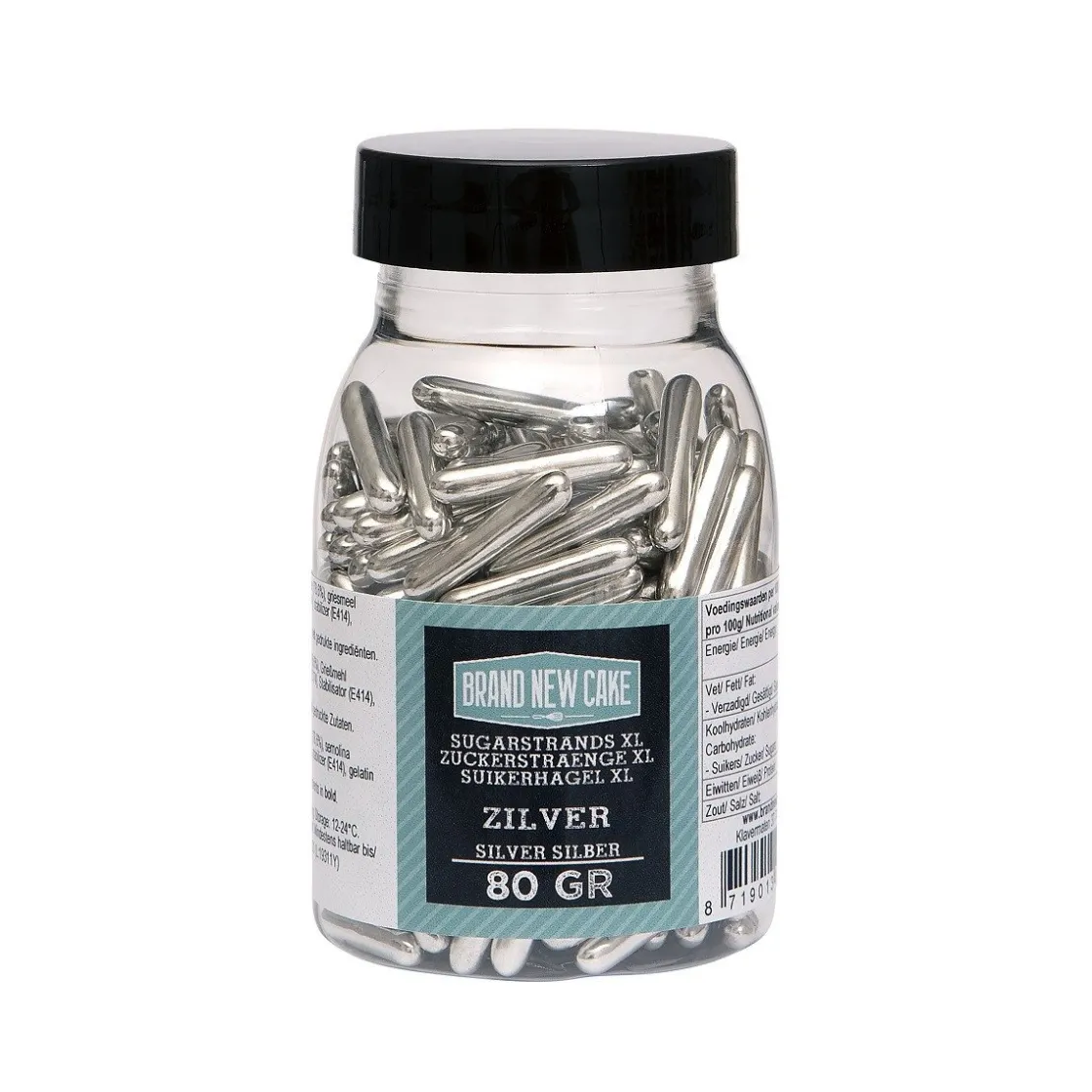 BrandNewCake Sugar Rods Metallic Zilver 80gr.* Ijsdips|Eetbare Strooisels