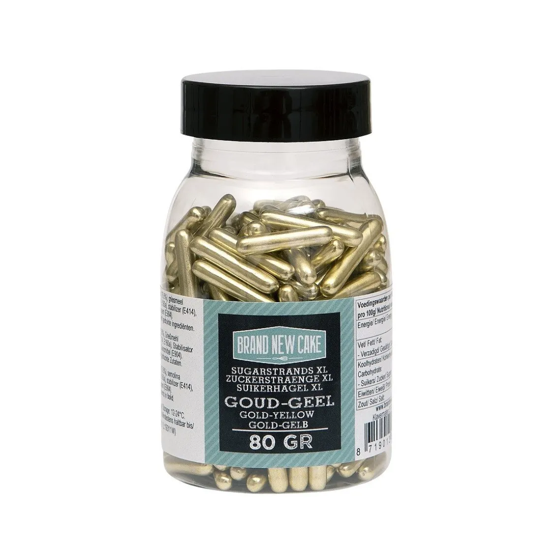 BrandNewCake Sugar Rods Metallic Goudgeel 80gr.* Ijsdips|Eetbare Strooisels