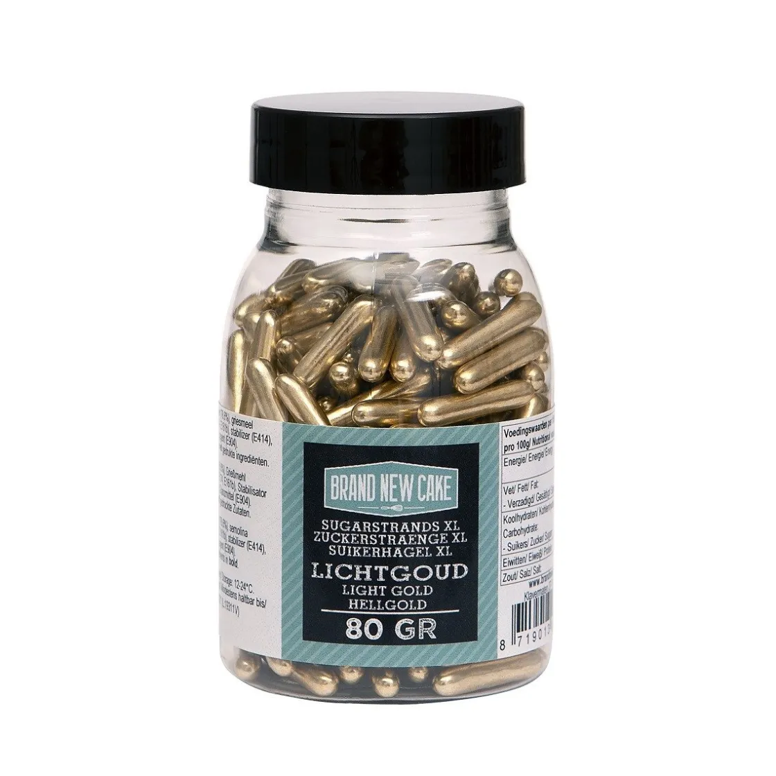 BrandNewCake Sugar Rods Metallic Licht Goud 80gr.* Ijsdips|Eetbare Strooisels