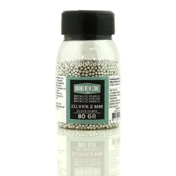 BrandNewCake Suikerparels Metallic Zilver 2mm 80gr.* Eetbare Strooisels