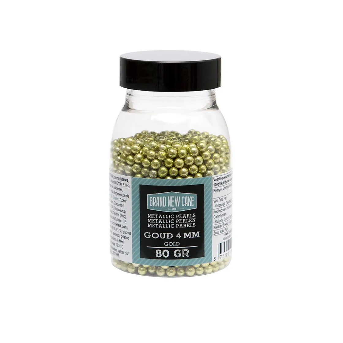 BrandNewCake Suikerparels Metallic Goud 4mm 80gr.* Eetbare Strooisels