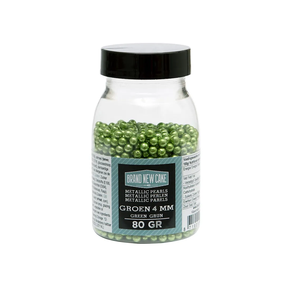 BrandNewCake Suikerparels Metallic Groen 4mm 80gr.* Eetbare Strooisels