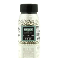 BrandNewCake Suikerparels Metallic Zilver 4mm 80gr.* Eetbare Strooisels