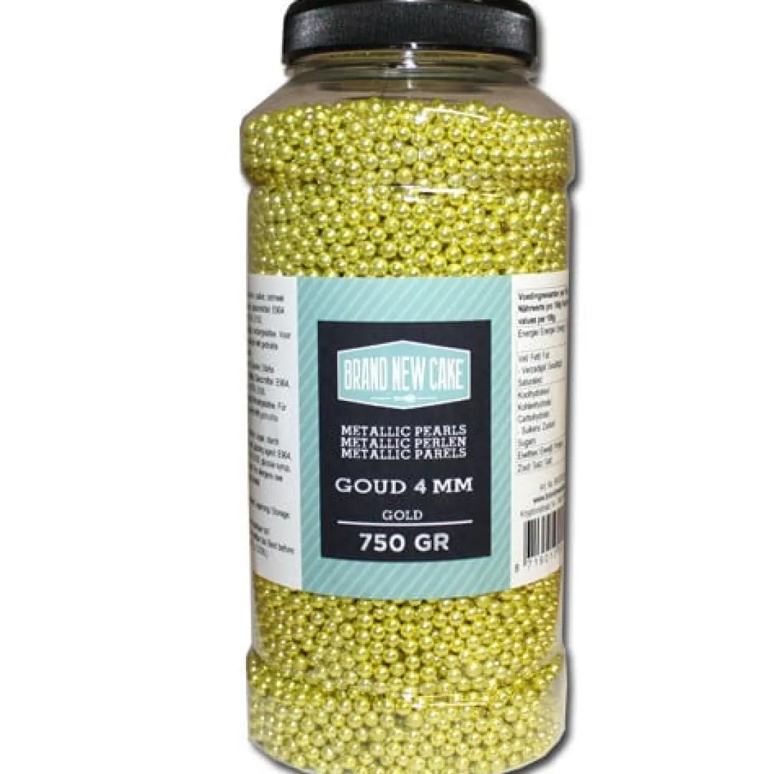 BrandNewCake Suikerparels Metallic Goud 4mm 750gr.* Eetbare Strooisels