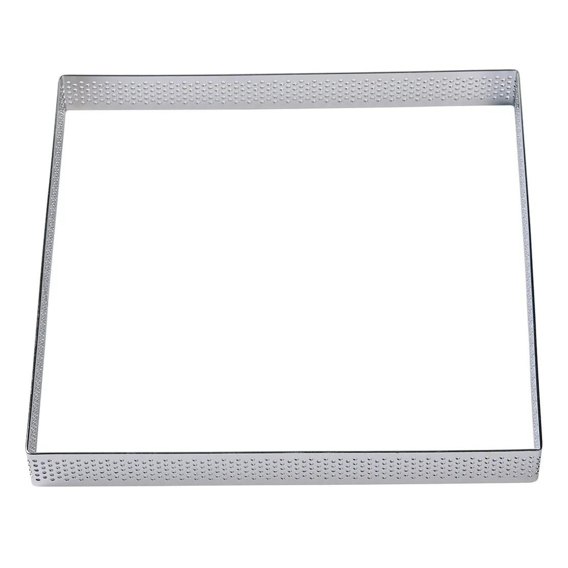 BrandNewCake Taartring RVS Vierkant Geperforeerd 17,5x2cm* Dessertringen|Vierkante Bakvormen