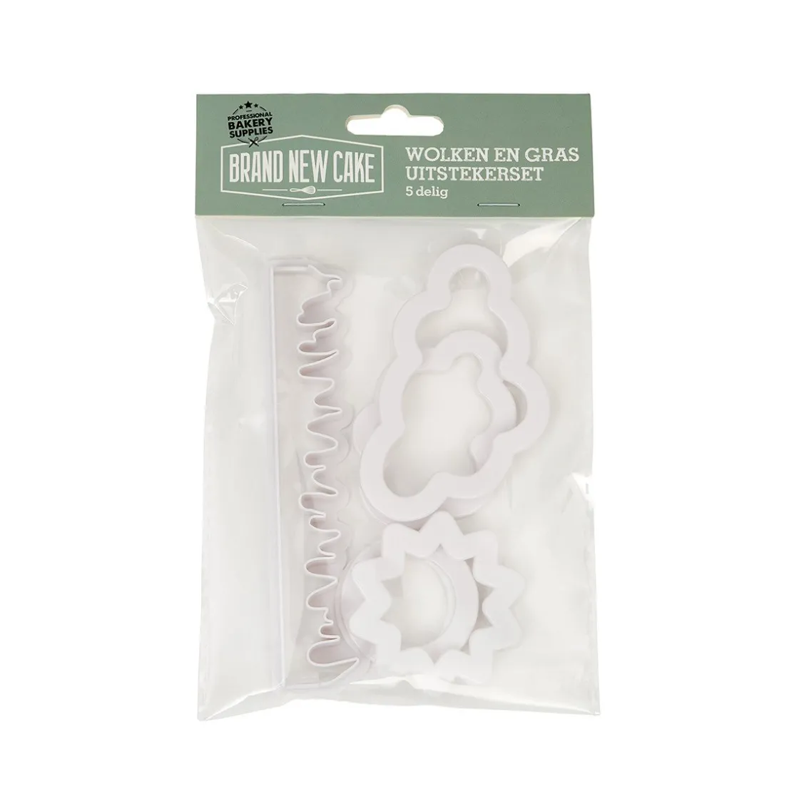 BrandNewCake Wolken & Gras Uitsteker Set/5* Sierrand Stekers