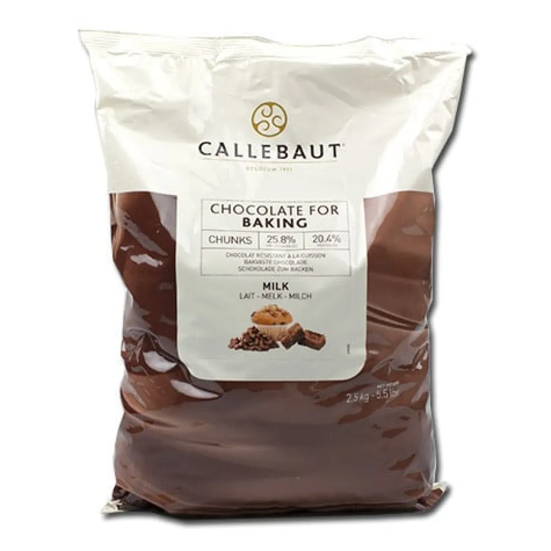 Callebaut Bakvaste chocolade Chunks Melk 2,5 kg.* Chocolade