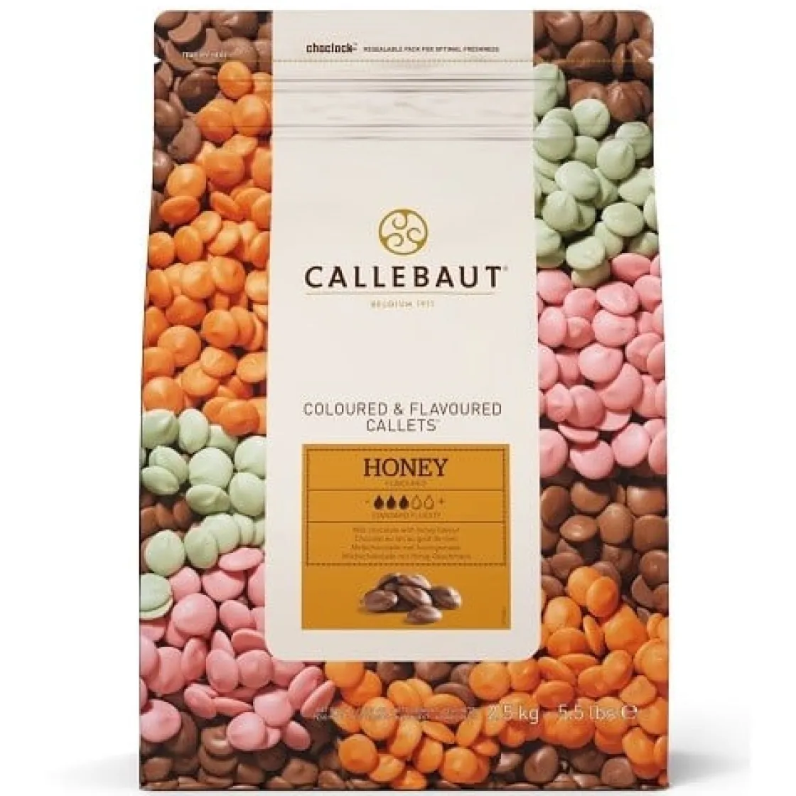 Callebaut Chocolade Callets Honing 2,5 kg*** Chocolade|Chocolade Druppels