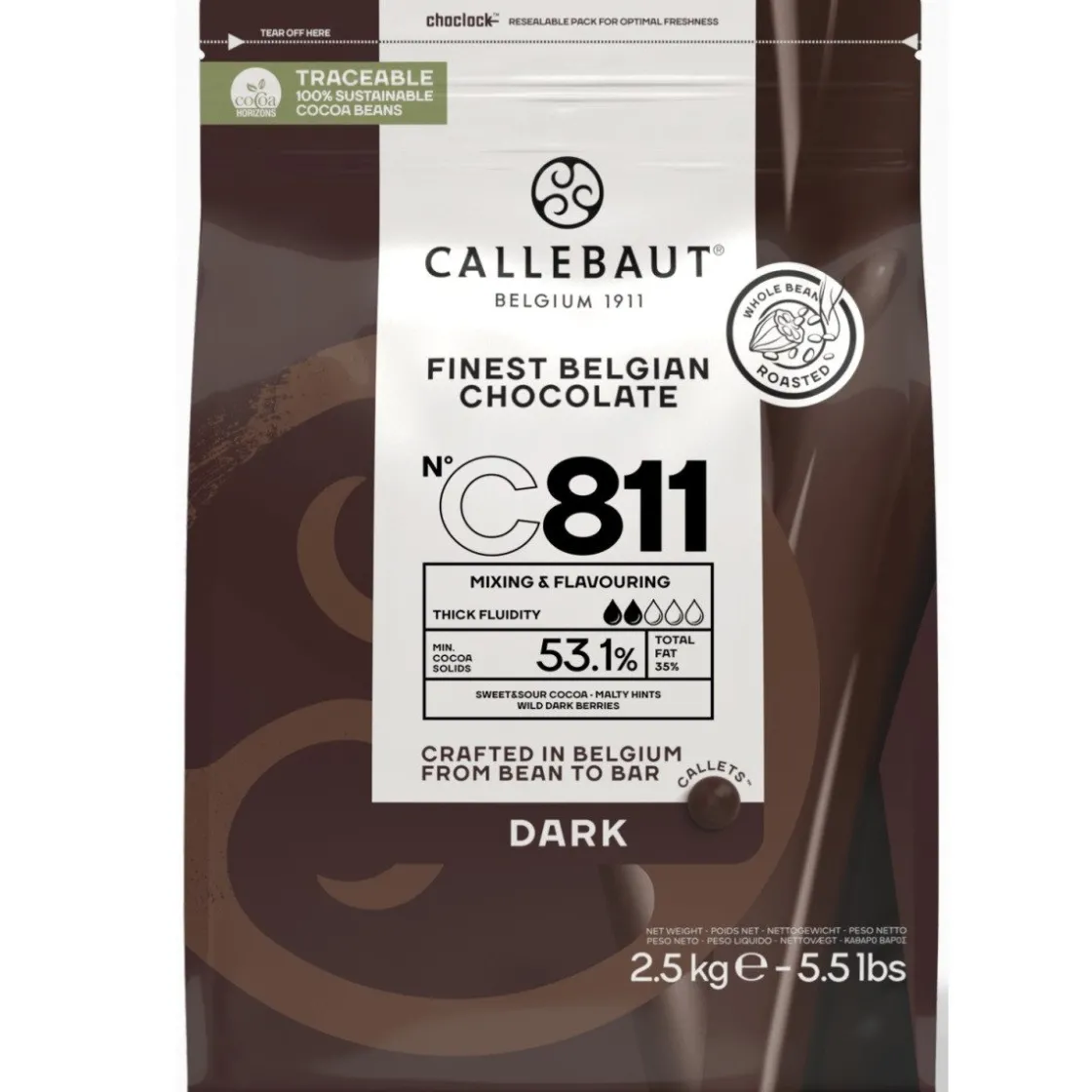 Callebaut Chocolade Callets Puur (C811) 2,5kg* Chocolade|Chocolade Druppels