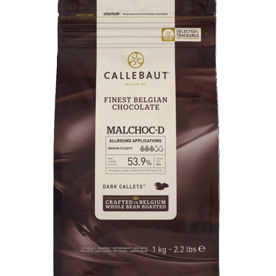 Callebaut Chocolade Callets Puur 1kg (zonder suiker)* Chocolade|Chocolade Druppels