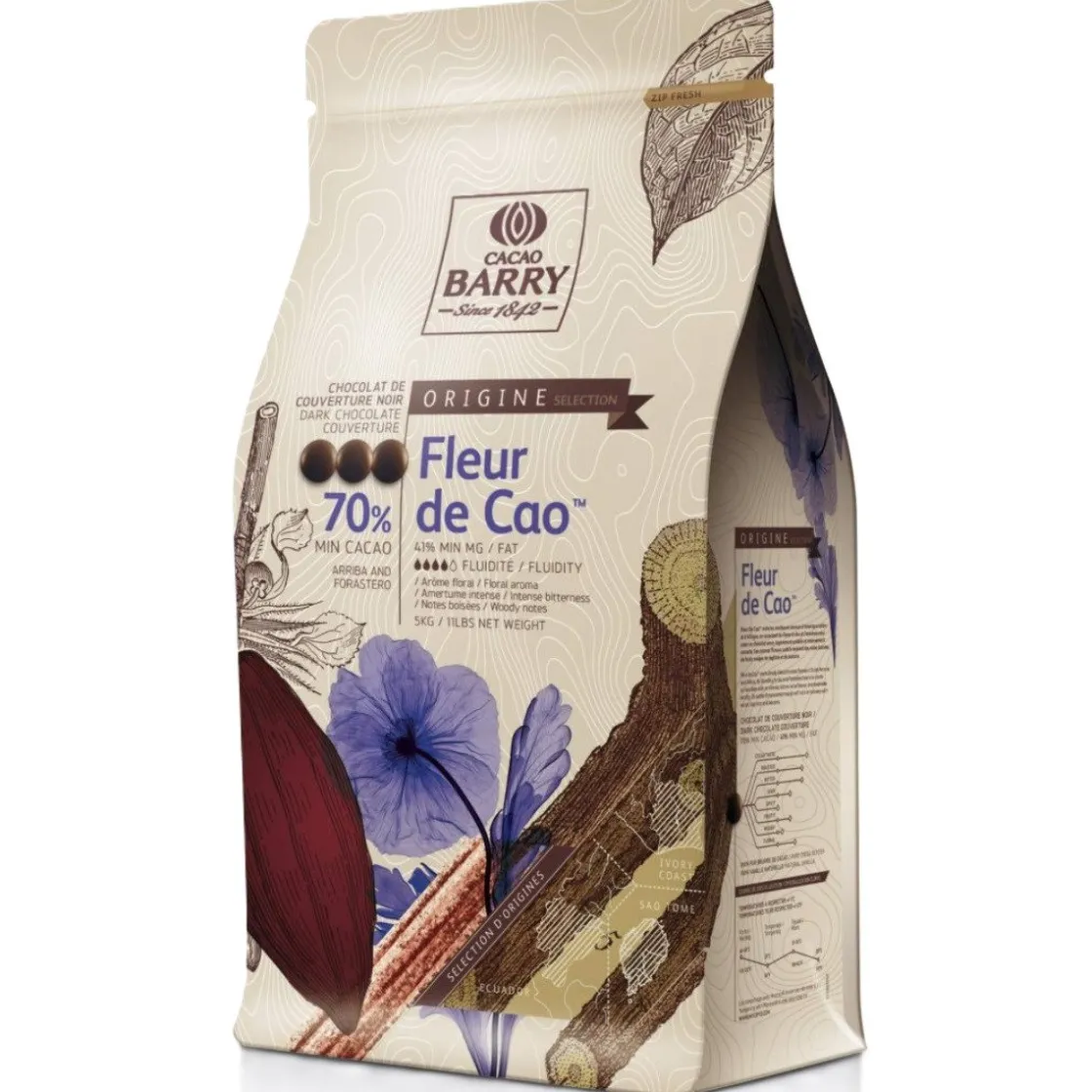 Callebaut Chocolade Callets Puur Fleur De Cao (70%) 5kg*** Chocolade|Chocolade Druppels