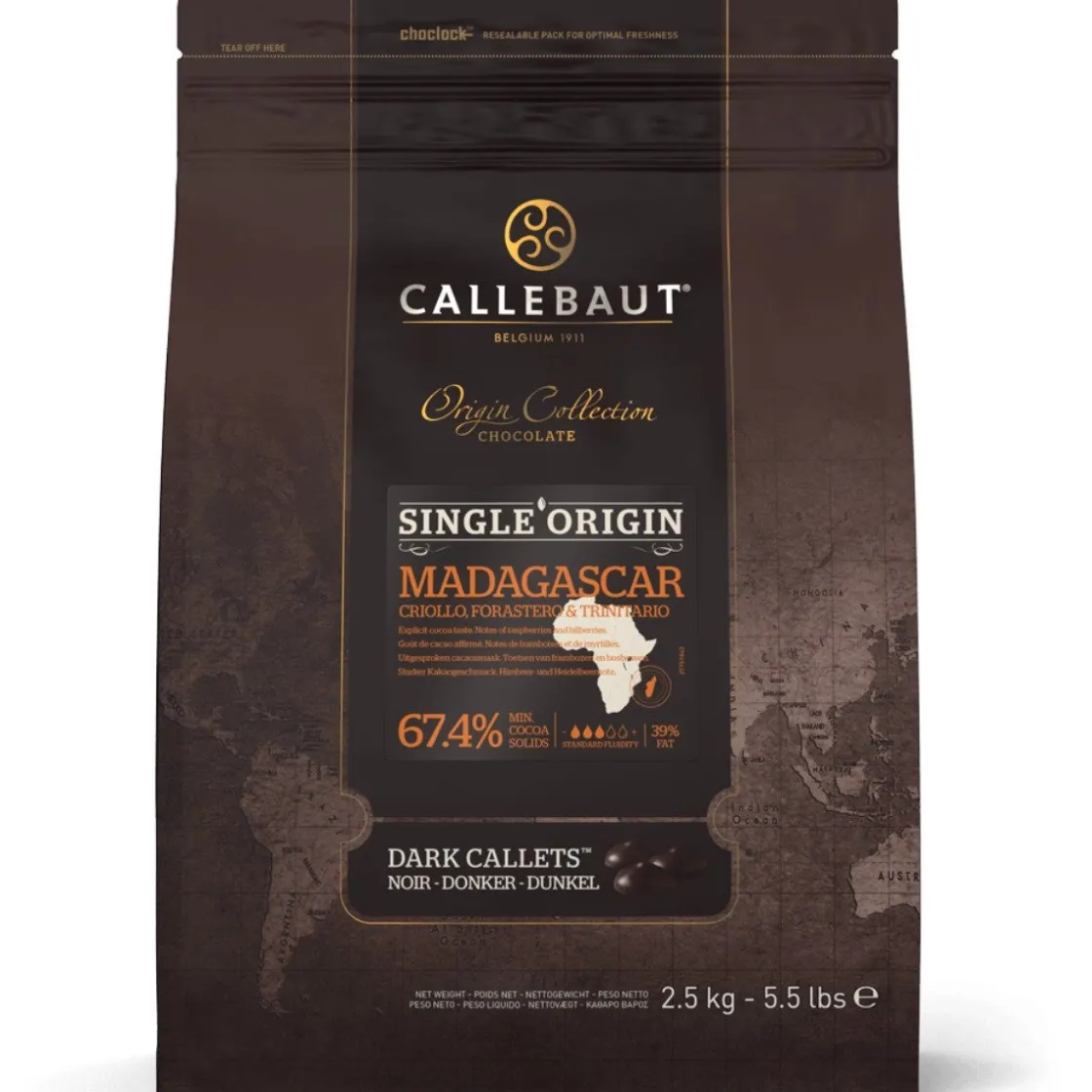 Callebaut Chocolade Callets Puur Madagascar (67,4%) 2,5kg* Chocolade|Chocolade Druppels