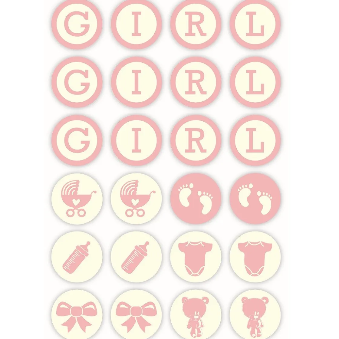 Overig Chocoladedecoratie Baby Girl Ø3cm 24st.* Chocolade Decoraties|Chocolade Decoraties