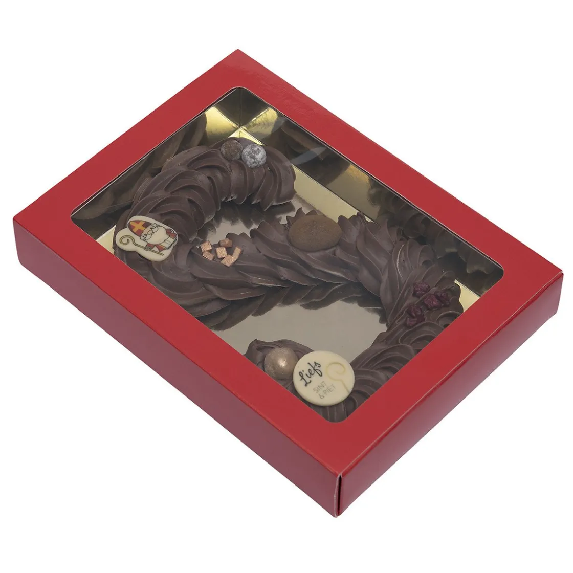 BrandNewCake Chocoladeletterdoos GK7 Rood / Goud 3st* Chocolade Verpakkingen|Chocoladeletterdozen