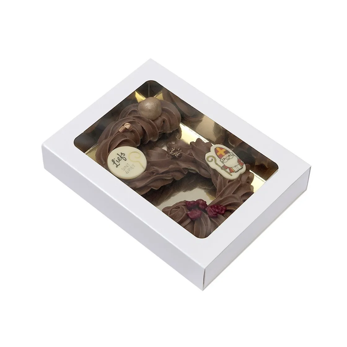 BrandNewCake Chocoladeletterdoos Klein GK1 Wit / Goud 3st* Chocolade Verpakkingen|Chocoladeletterdozen