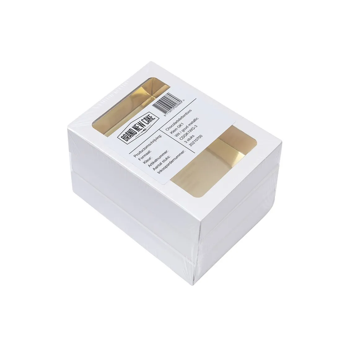 BrandNewCake Chocoladeletterdoos Klein GK1 Wit / Goud 3st* Chocolade Verpakkingen|Chocoladeletterdozen