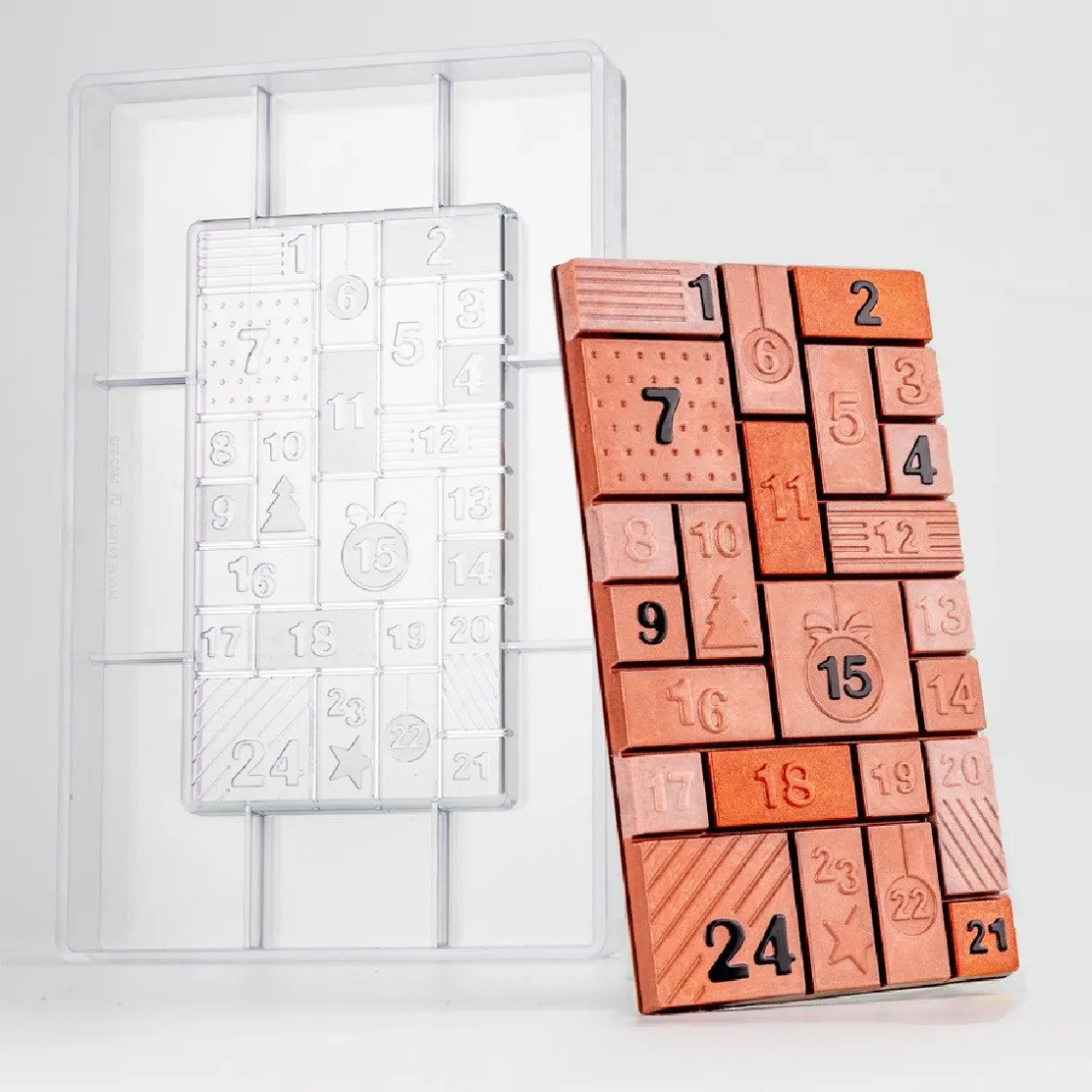 Martellato Chocolademal Countdown Adventskalender Tablet 10x18cm* Tabletten En Repen Vormen|Cijfer En Letter Vormen